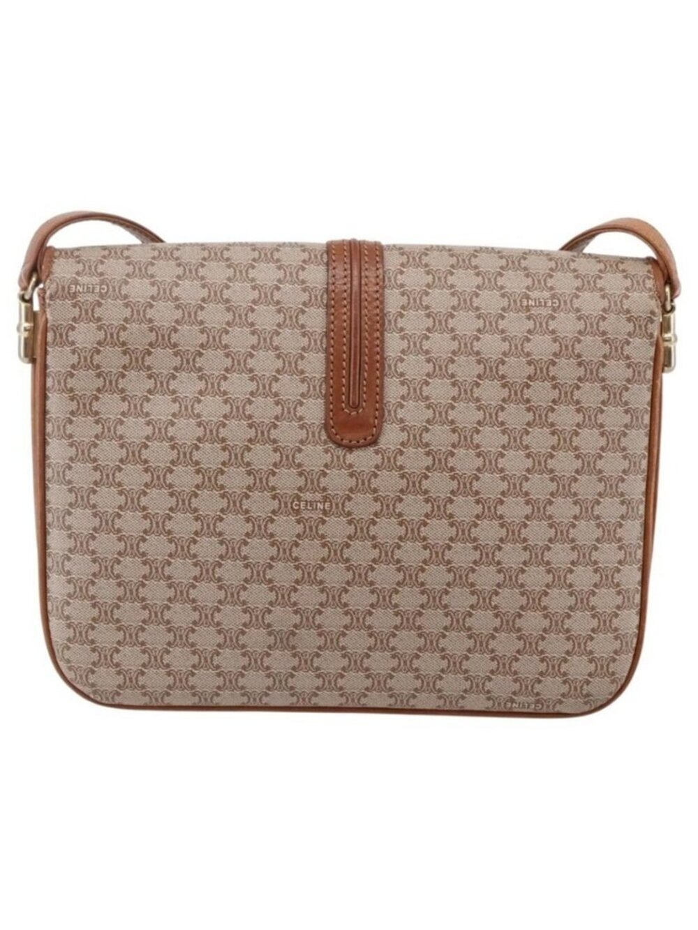Authentic CELINE Macadam Canvas Shoulder Bag PVC Beige Gold - Picture 11 of 16